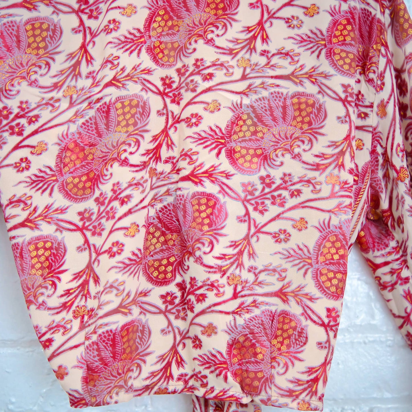 Floral Bohemian Hippie Style Bell Sleeve Wrap or Tie Top
