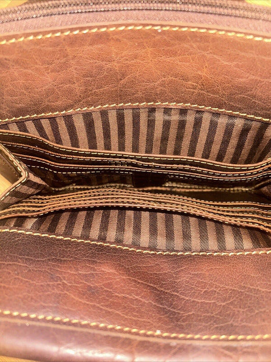 Jack Georges Voyager Leather Brown Crossbody Purse