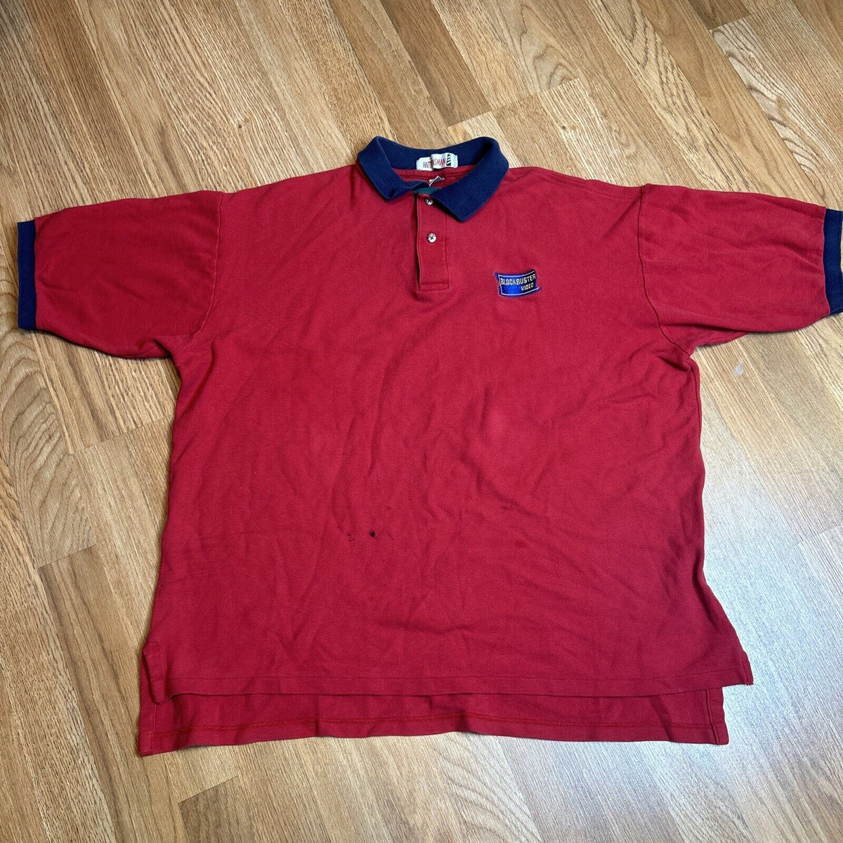 RARE** Vintage Blockbuster Video Polo XLG Employee Uniform Red Navy