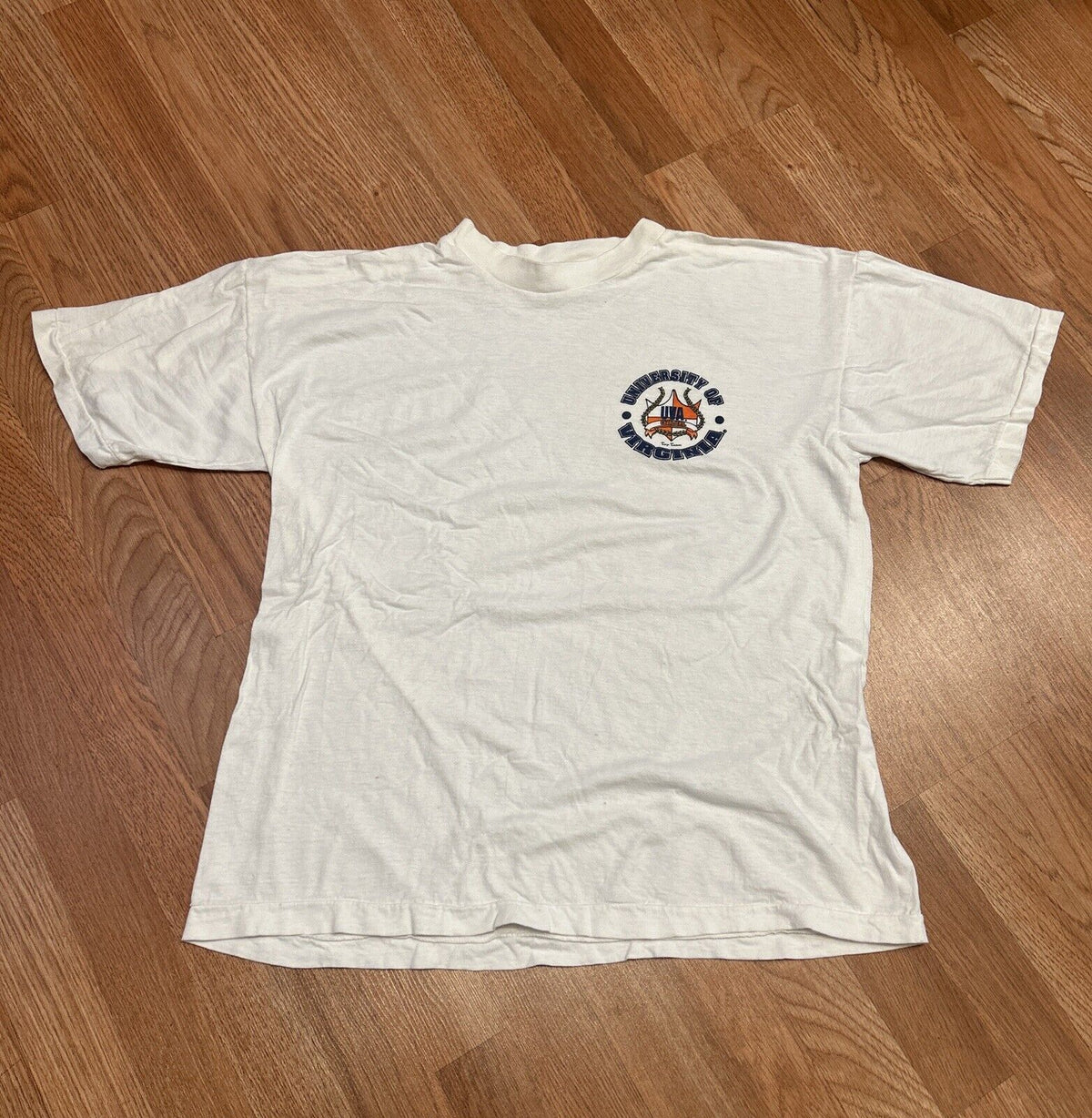 DEADSTOCK Vintage 80s University Of Virginia Short Sleeve Shirt Men's White XL