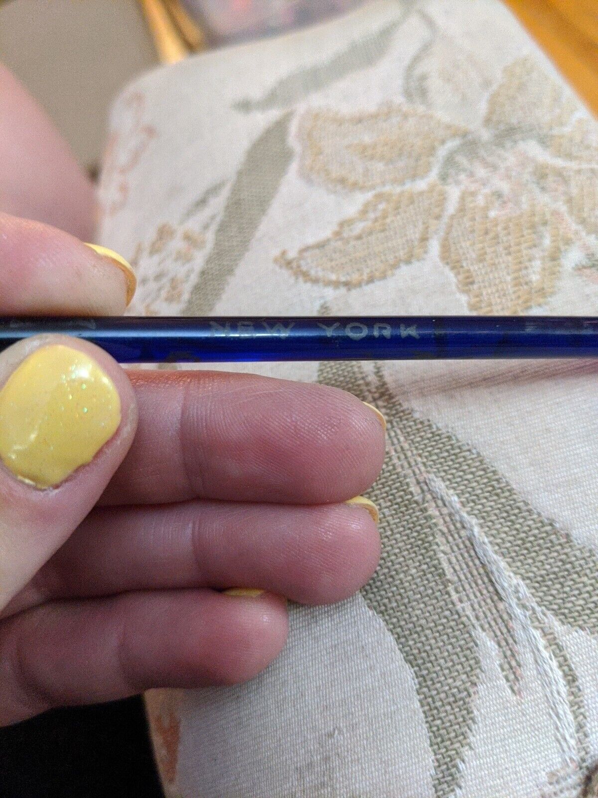 Vtg Colbalt Blue Glass Drink Stirrer PROMENADE CAFE ROCKEFELLER CENTER, NYC