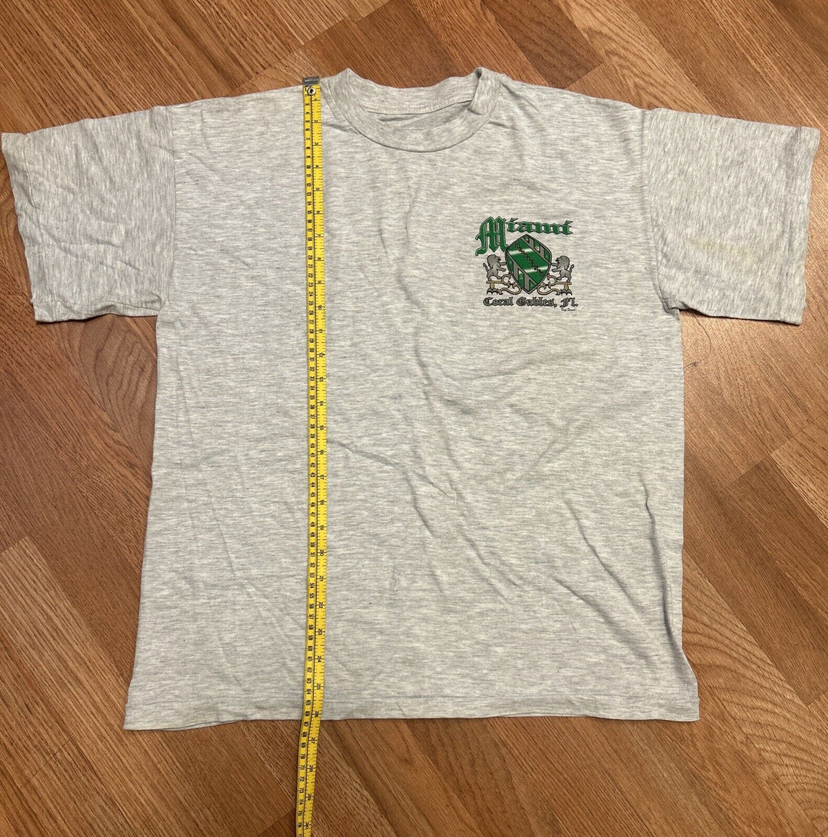 DEADSTOCK Vtg NOS Miami Hurricanes Short Sleeve Shirt Men's Grey Medium