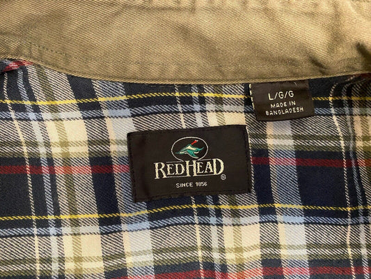 RedHead Shirt Journeyman Large Green Button Up Flannel Lined Outdoor As Is