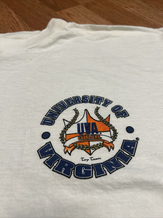DEADSTOCK Vintage 80s University Of Virginia Short Sleeve Shirt Men's White XL
