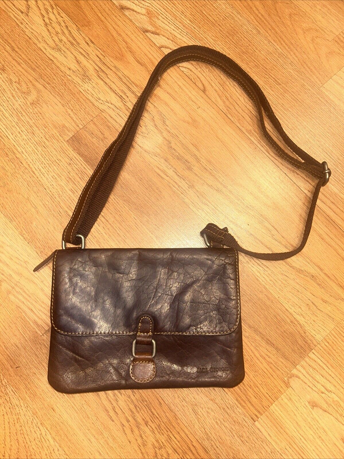 Jack Georges Voyager Leather Brown Crossbody Purse