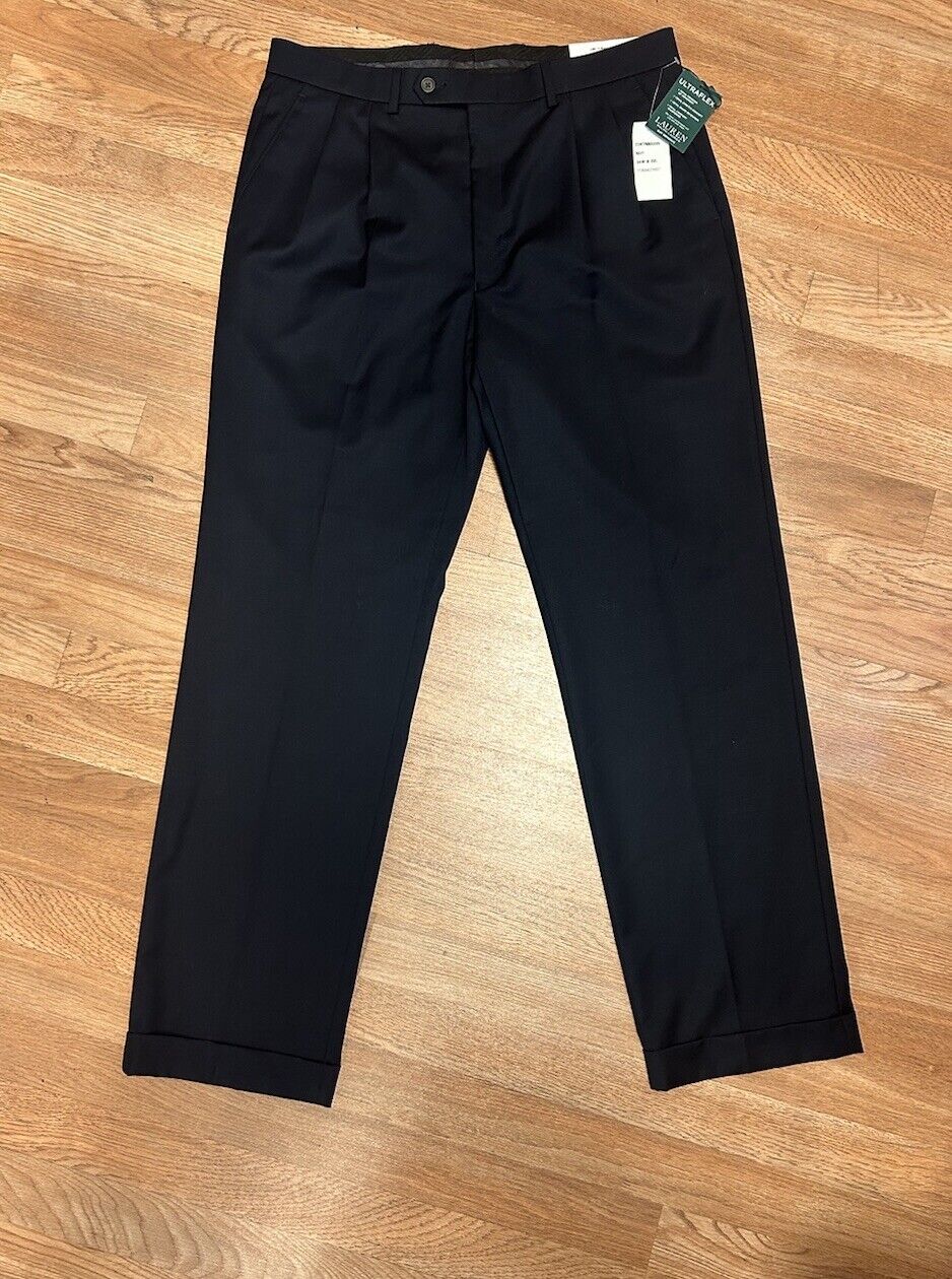 ralph lauren dress pants Ralph Lauren Men's Navy Wool Stretch Suit Pants – Size 34W 32L – House of Dow