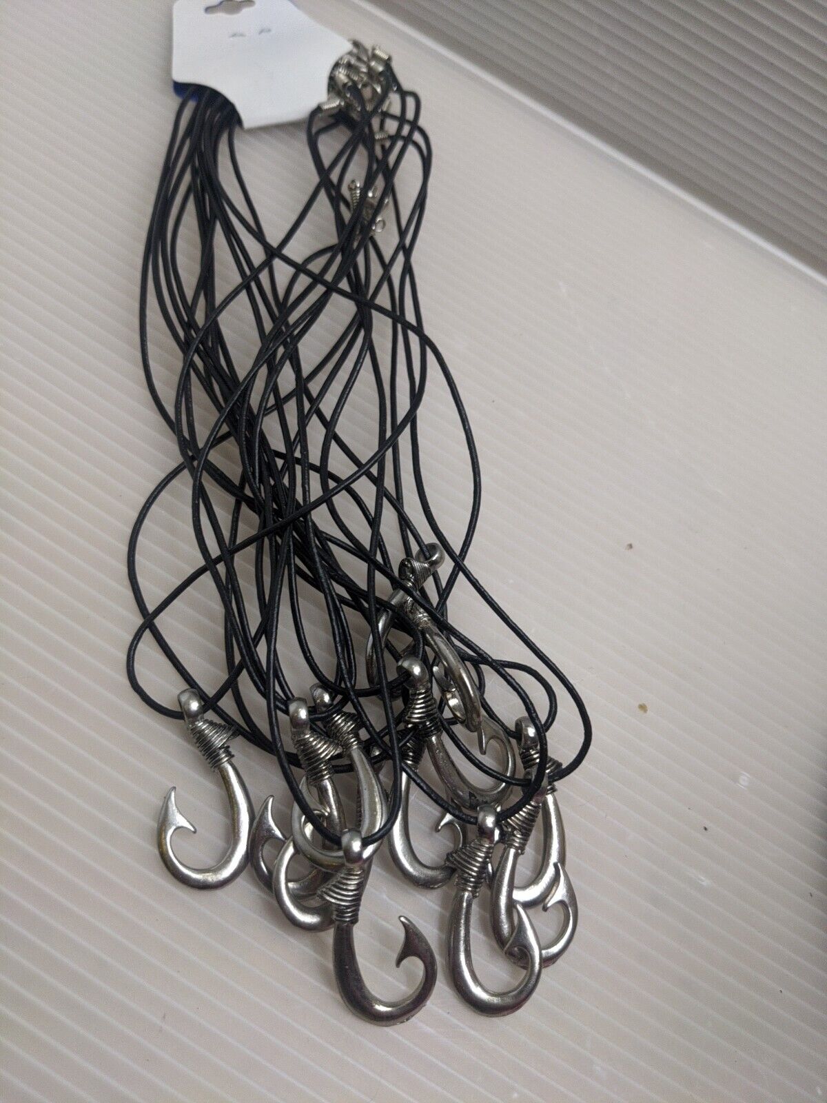 Wholesale 12pcs Maori Fish Hook Pendant Necklace Silver
