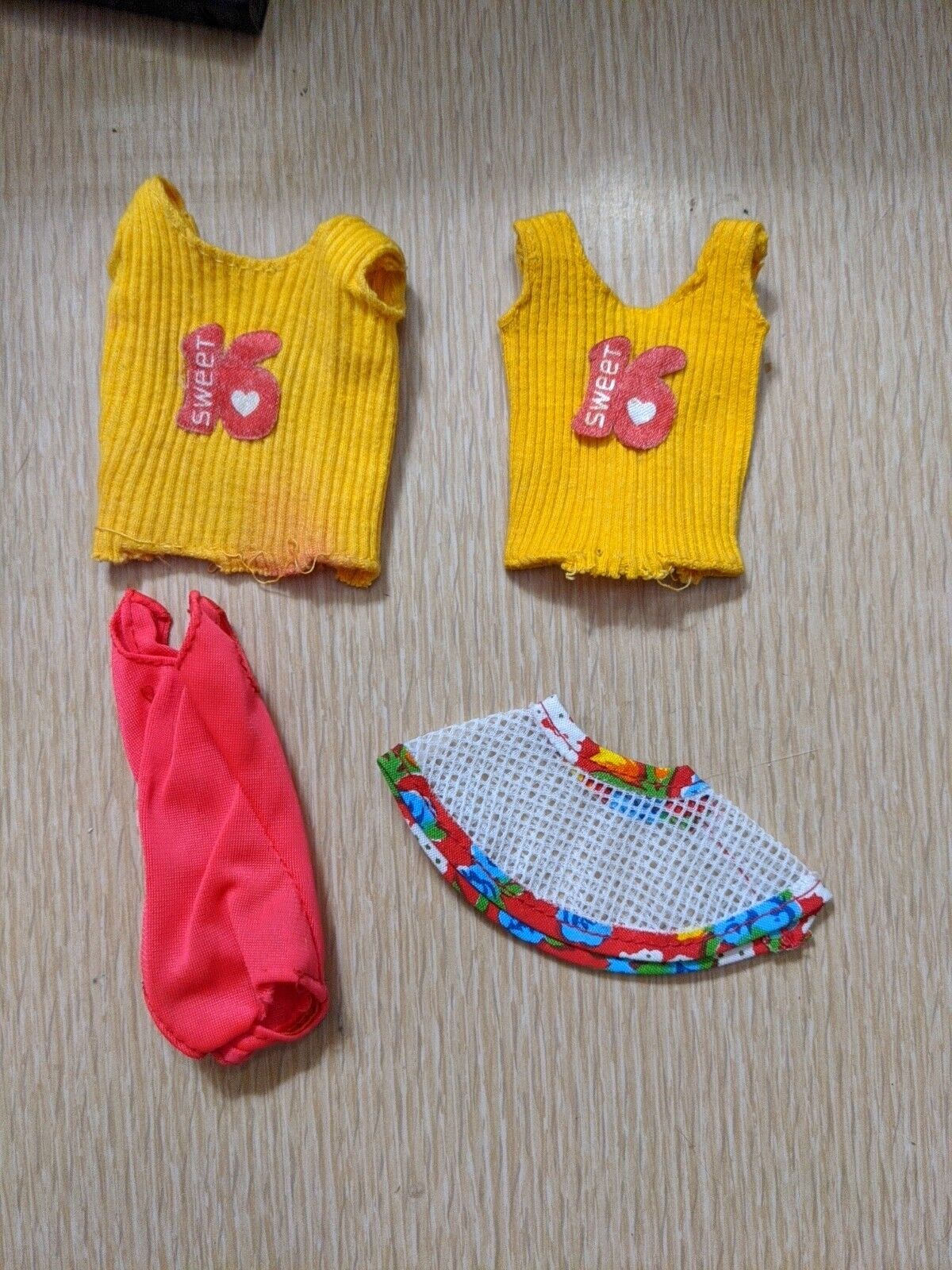 Vintage Barbie Sweet 16 Swimsuit Hat Yellow Tank Top Mattel 1973 As Is Lot