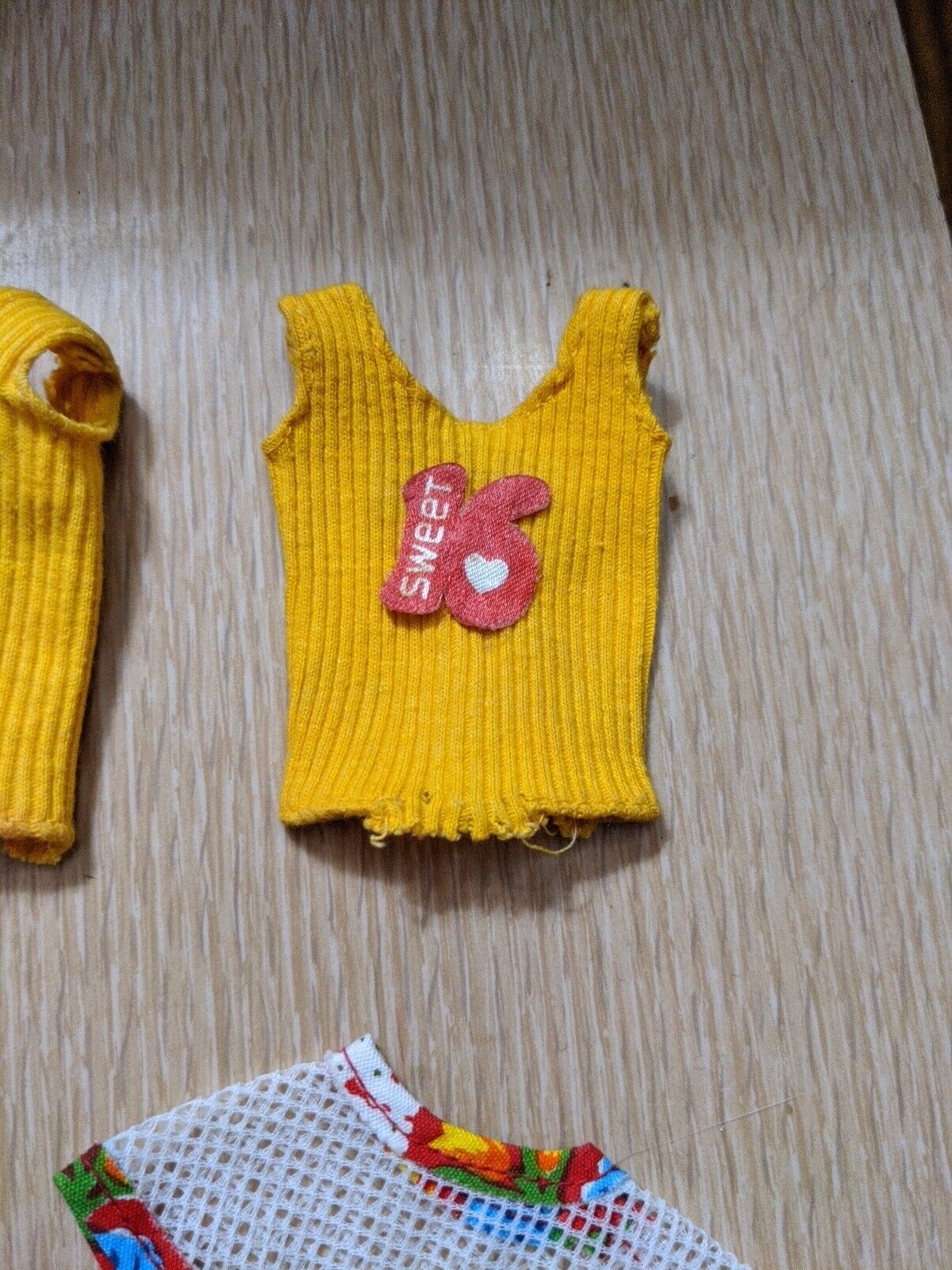 Vintage Barbie Sweet 16 Swimsuit Hat Yellow Tank Top Mattel 1973 As Is Lot