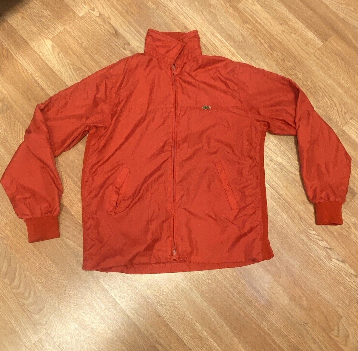 Vintage 70s IZOD Lacoste Packable Large Windbreaker Jacket Camping Hiking Red