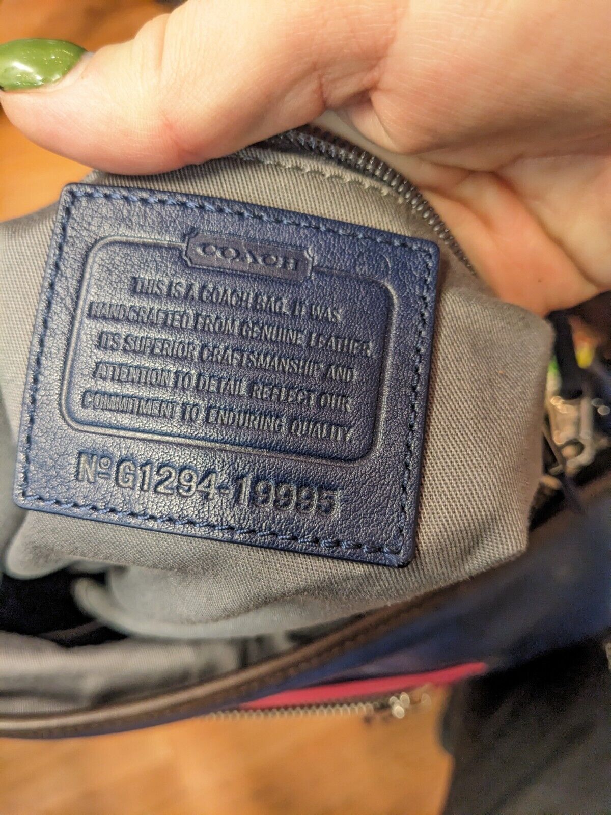 COACH H1294 19995 NAVY BLUE PINK SHOULDER BAG