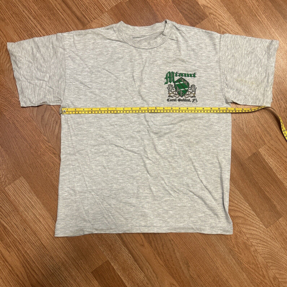 DEADSTOCK Vtg NOS Miami Hurricanes Short Sleeve Shirt Men's Grey Medium