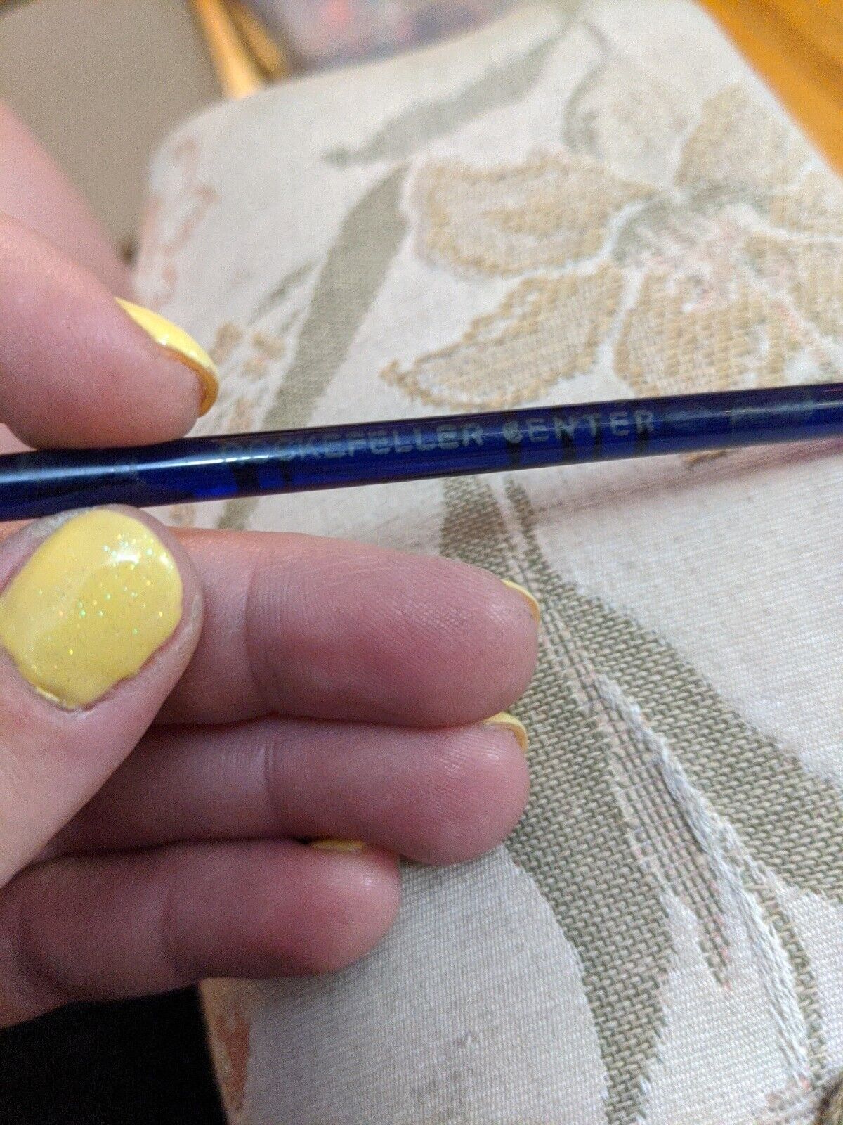 Vtg Colbalt Blue Glass Drink Stirrer PROMENADE CAFE ROCKEFELLER CENTER, NYC