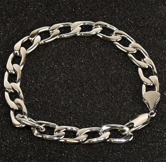 Men's 8.5" Stainless Steel Curb Chain Silver Link Bracelet
