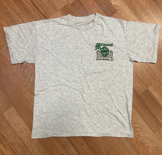 DEADSTOCK Vtg NOS Miami Hurricanes Short Sleeve Shirt Men's Grey Medium