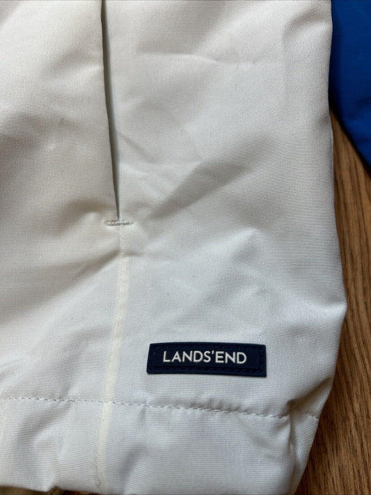 NWT Lands End Jacket Blue White Softshell Mens Medium
