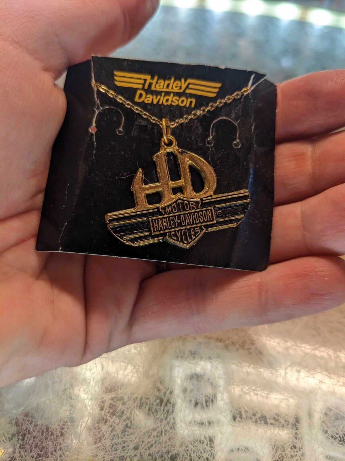 Vintage Harley Davidson Necklace Gold