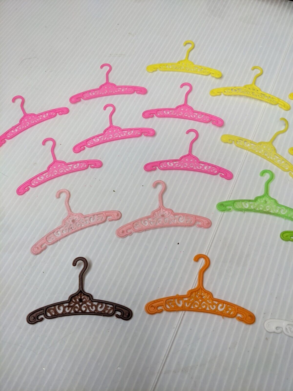Vintage Barbie Doll 1960s 1970s Filigree Mod Hangers Green Pink Yellow Lot