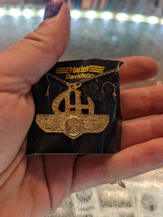 Vintage Harley Davidson Necklace Gold