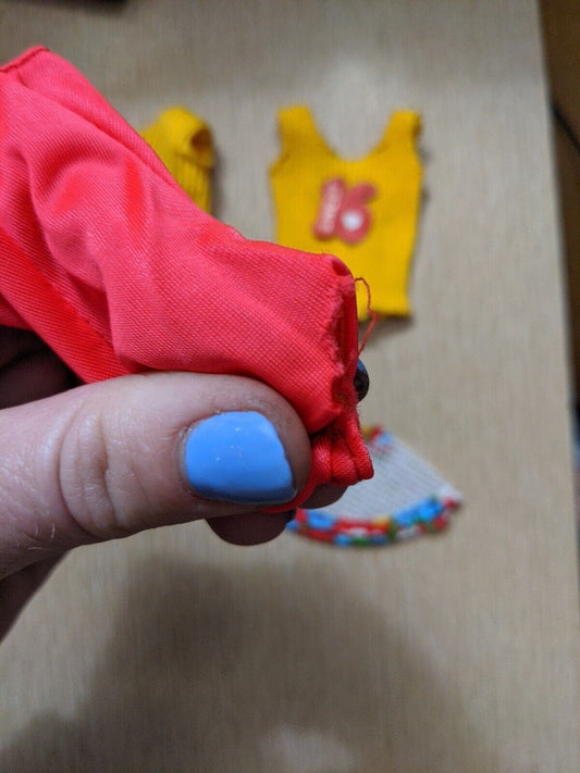 Vintage Barbie Sweet 16 Swimsuit Hat Yellow Tank Top Mattel 1973 As Is Lot