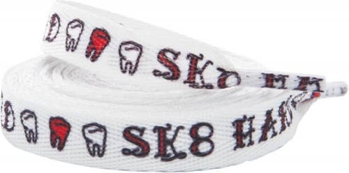 Shoelaces Sourpuss Roller Derby White 72" "SK8 Hard" & Teeth