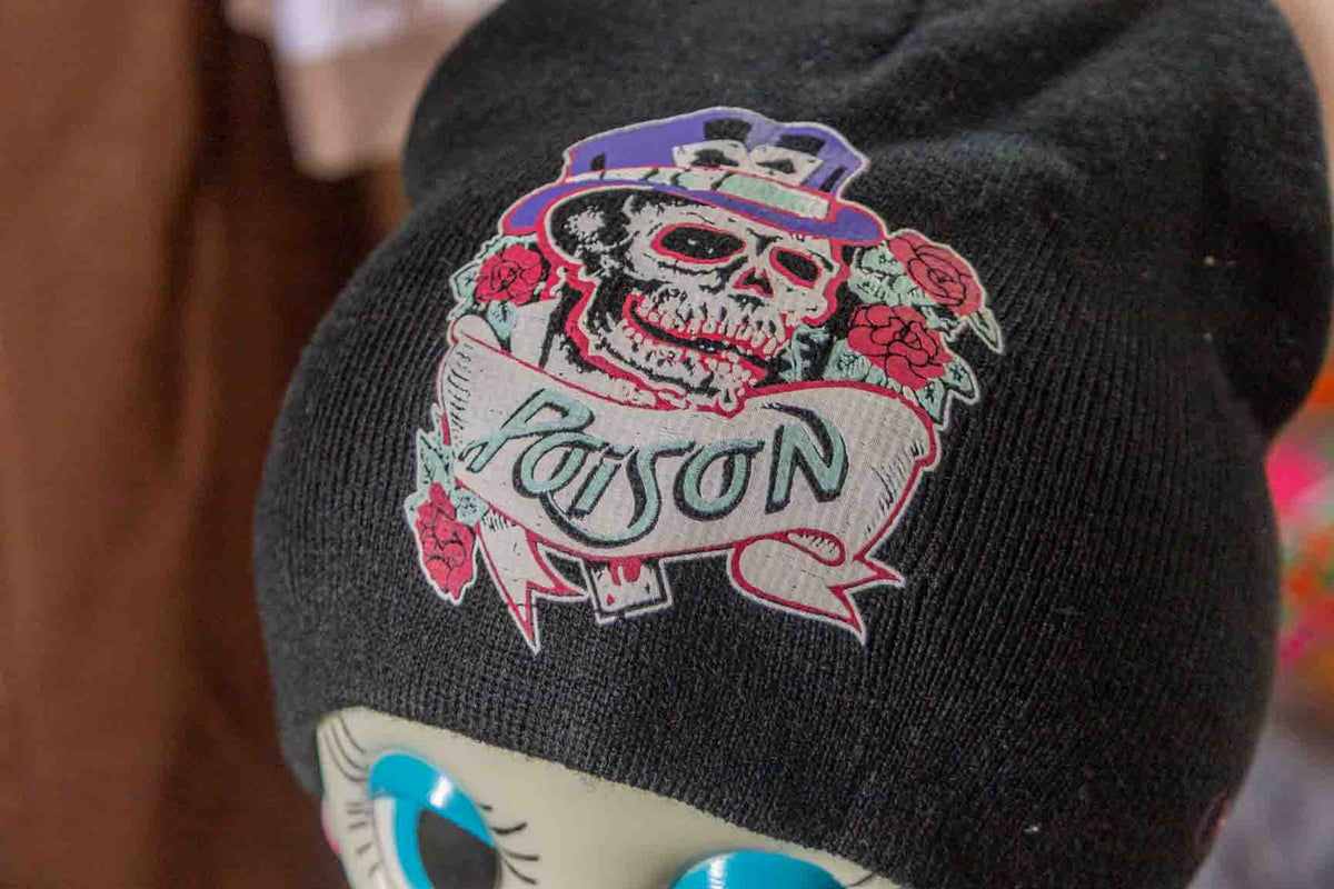 Poison Skull Beanie – Vintage Rock Style
