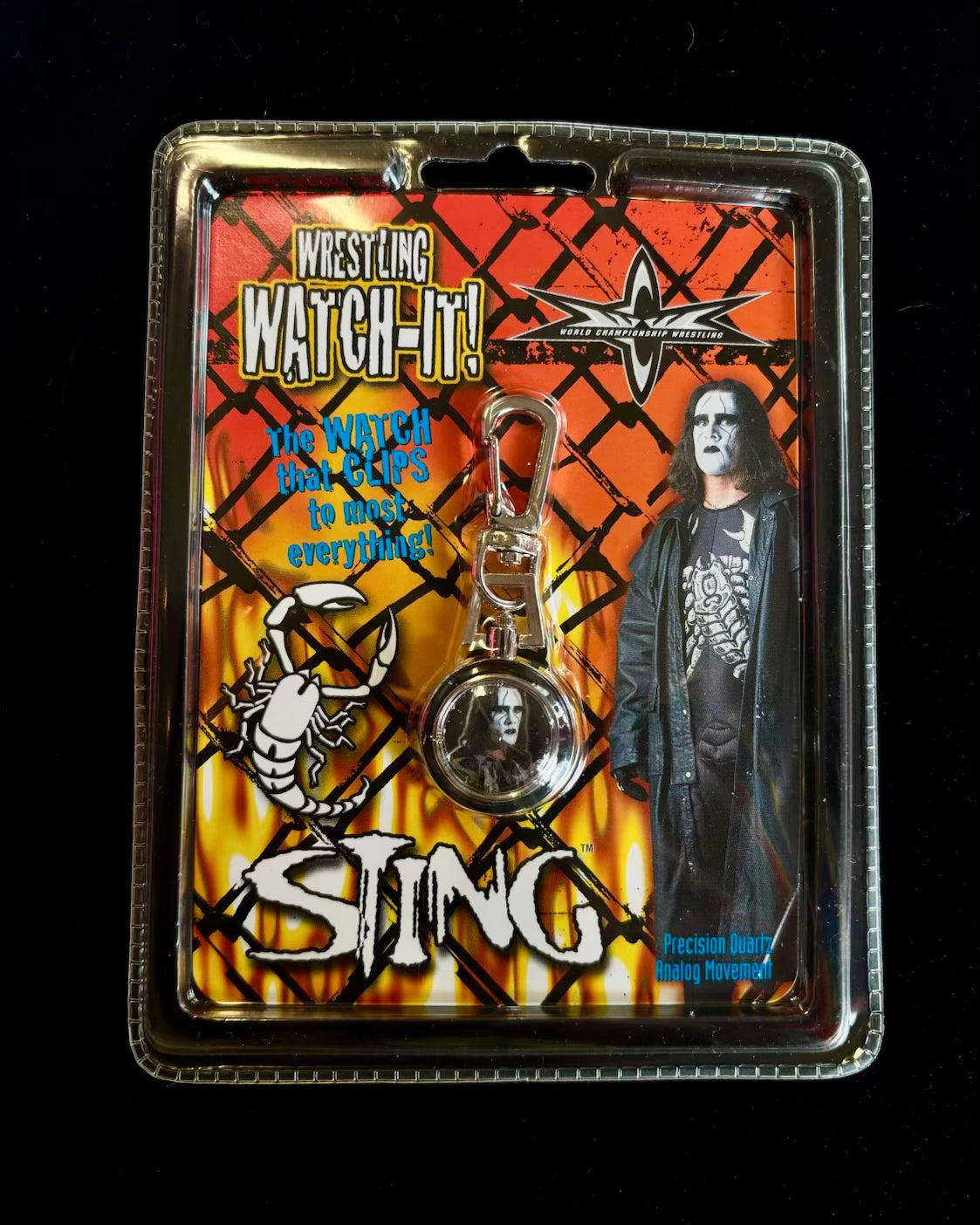 WCW Sting "Watch-It" Clip-On Watch Keychain