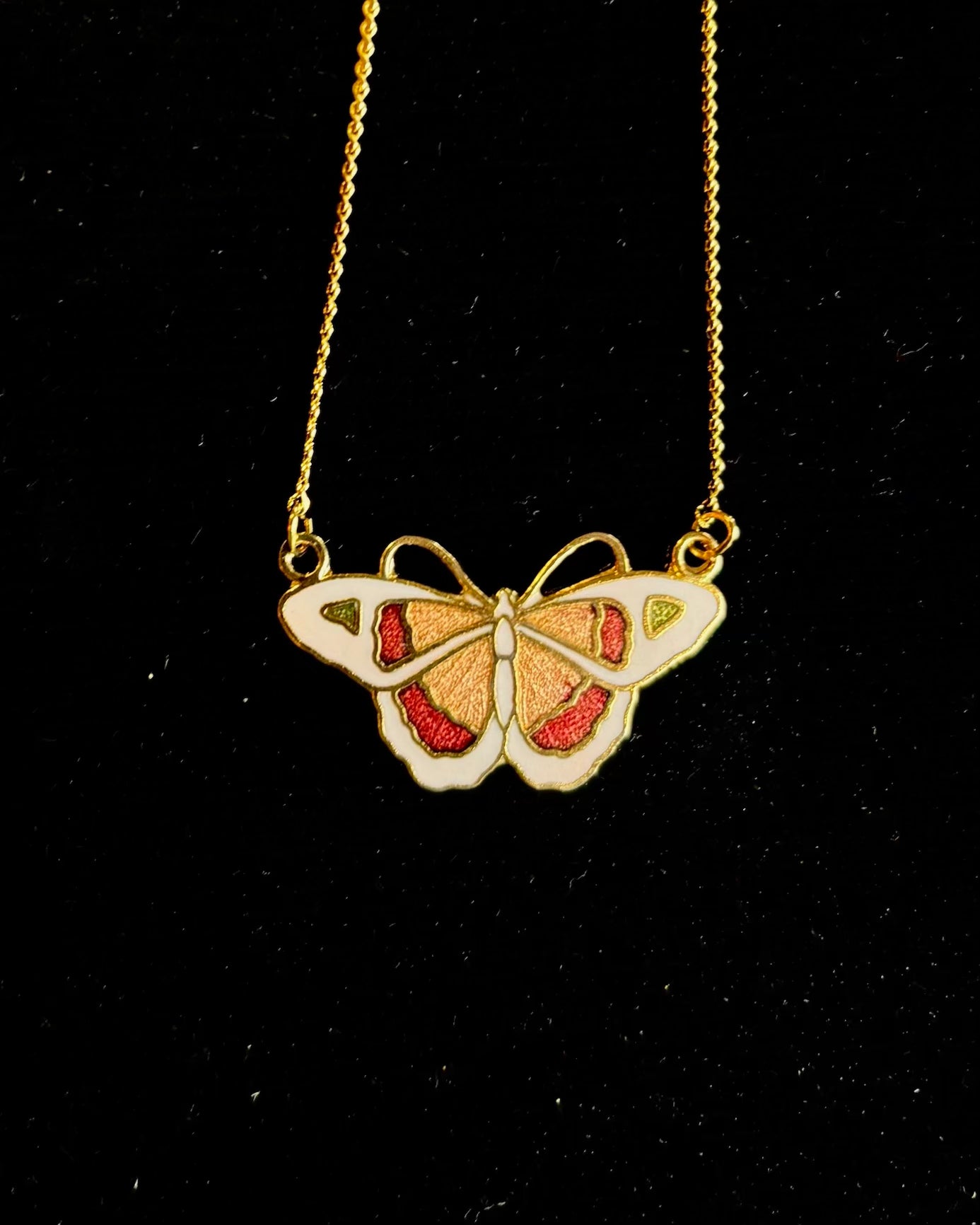 Vintage Enamel Butterfly Necklace