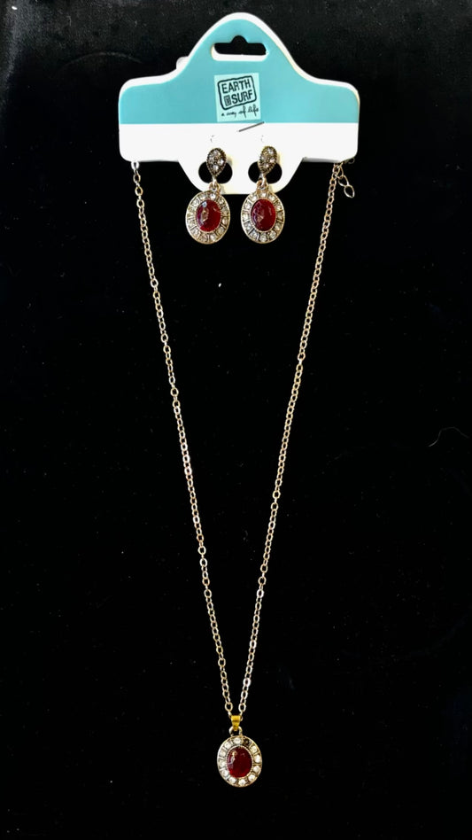 Jewelry set with necklace and earrings on a black background