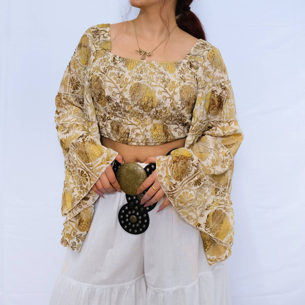 Bohemian Flowy Long Ruffle Sleeve Top
