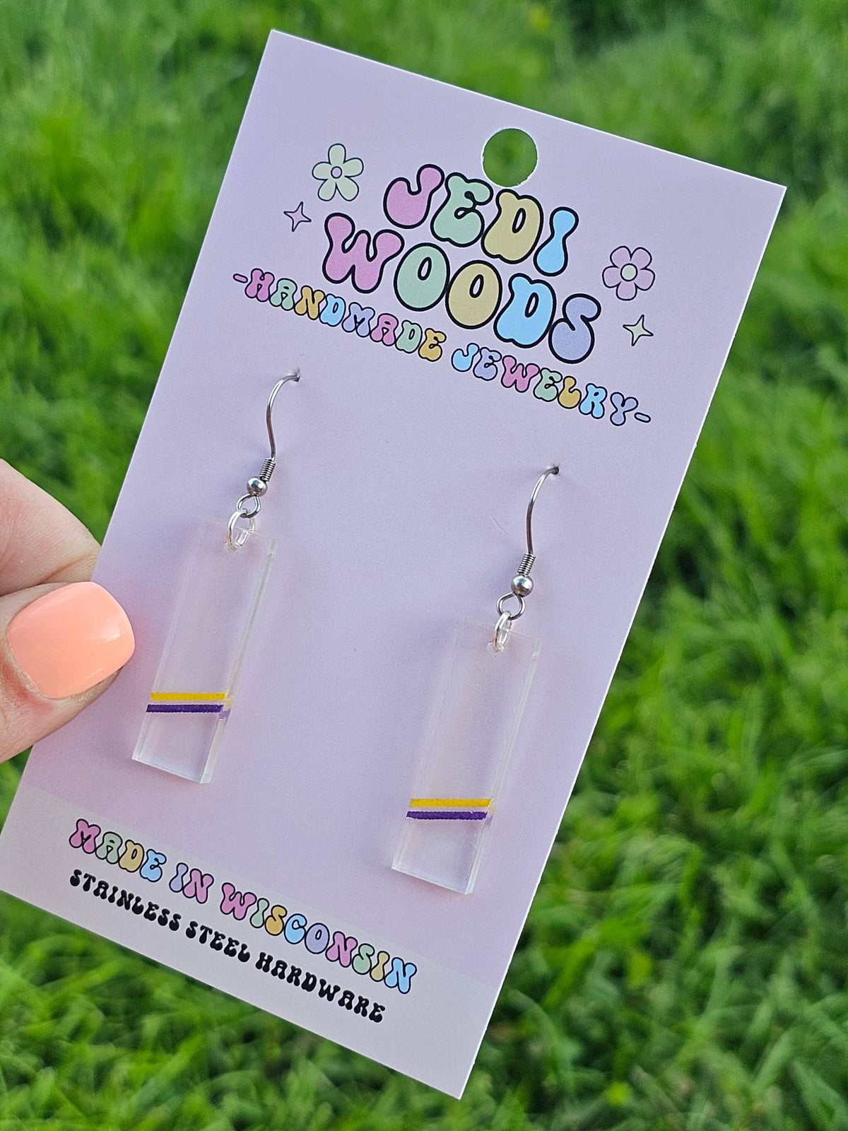 Subtle Intersex Pride Acrylic Earrings