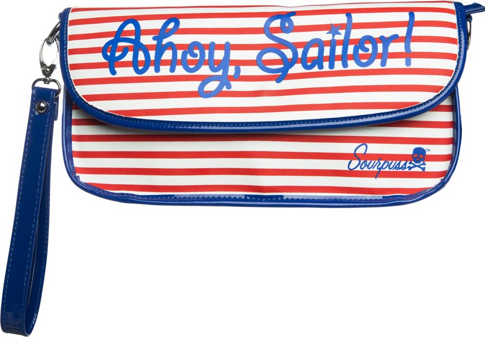 Purse Sourpuss Ahoy Sailor Nautical Stripped Retro Clutch