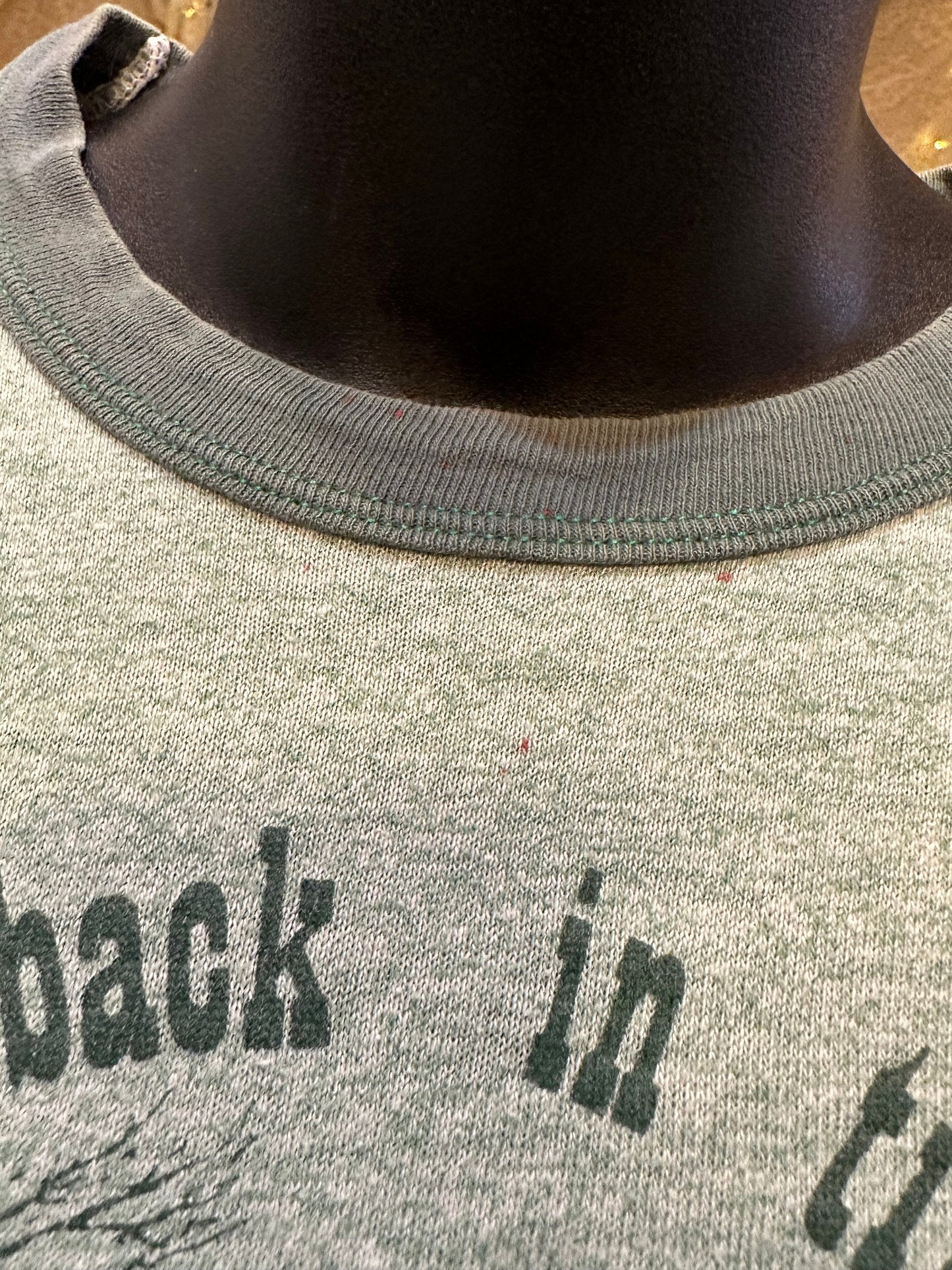 1970's Graphic Ringer T-shirt, "I went back in time at Greenfield Village" Size M As Is