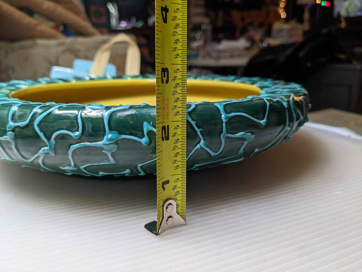 MCM slip trail squiggle Italy pottery dish low wide planter