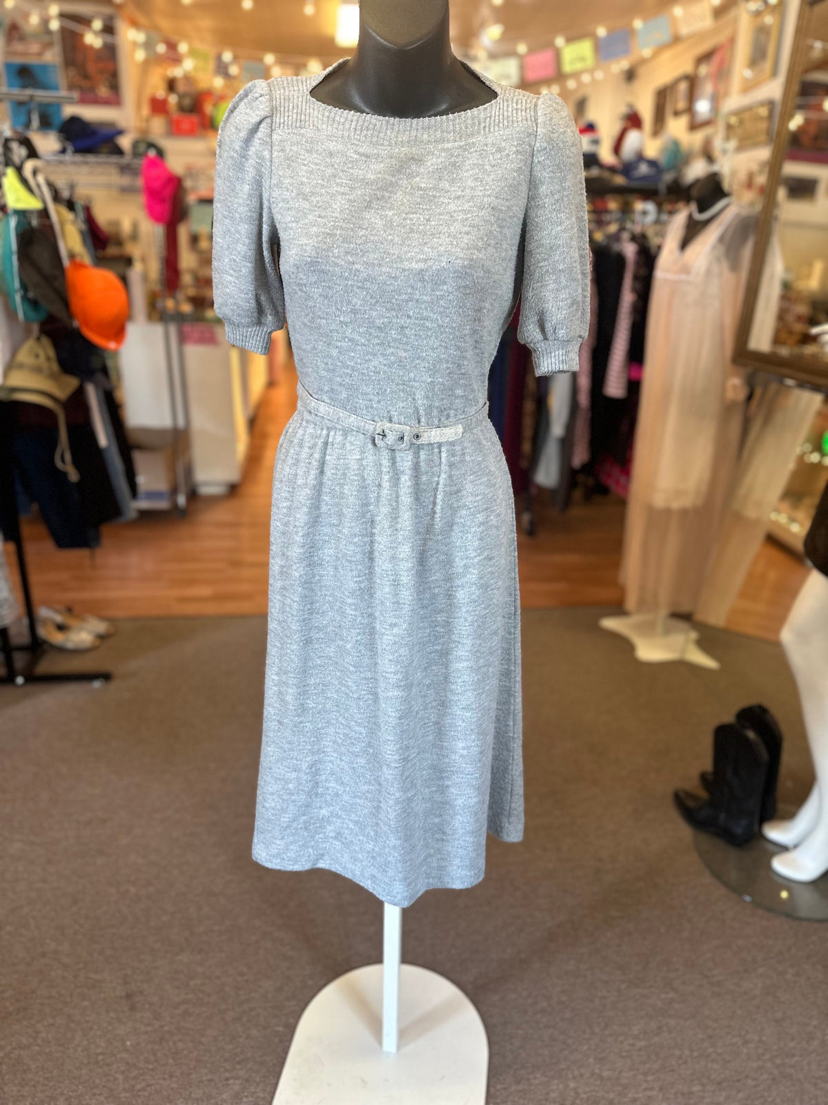 1970's Jody T of California Knit Gray Dress with Belt S/M. - House of Dow