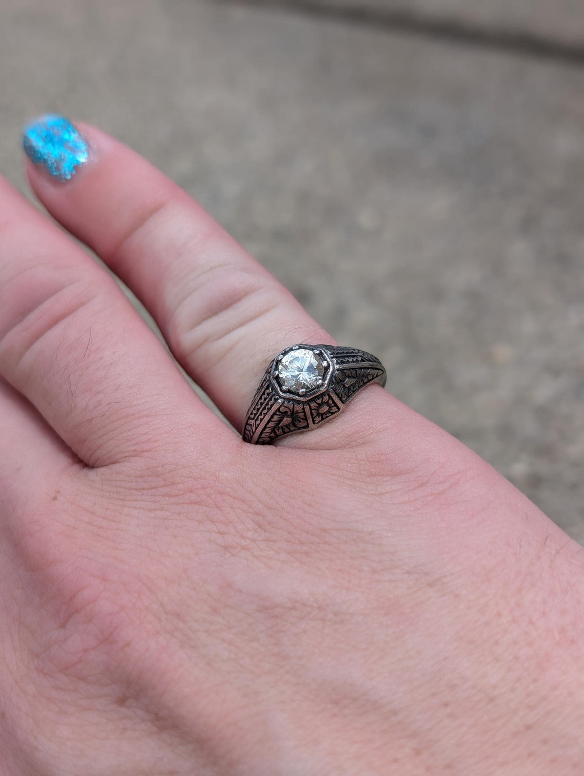 Silver Art Deco Style ring size 7 - House of Dow