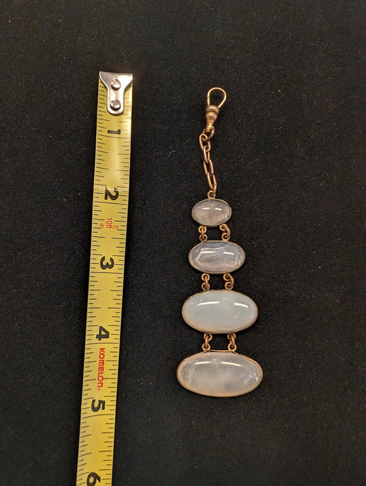 Antique Victorian 4.5 long Large Natural Chalcedony Tapered Pendant pocket Watch Fob Charm