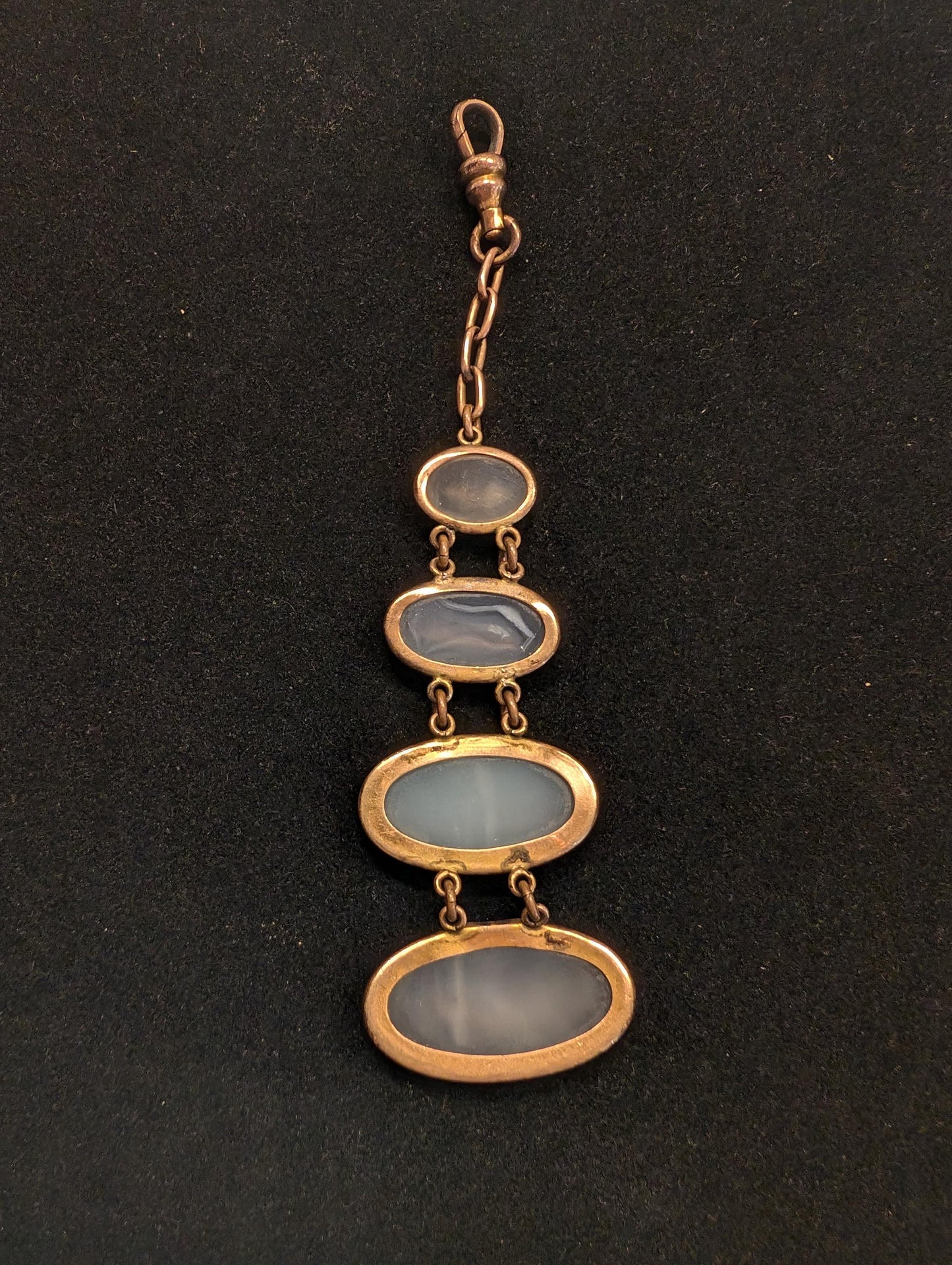 Antique Victorian 4.5 long Large Natural Chalcedony Tapered Pendant pocket Watch Fob Charm