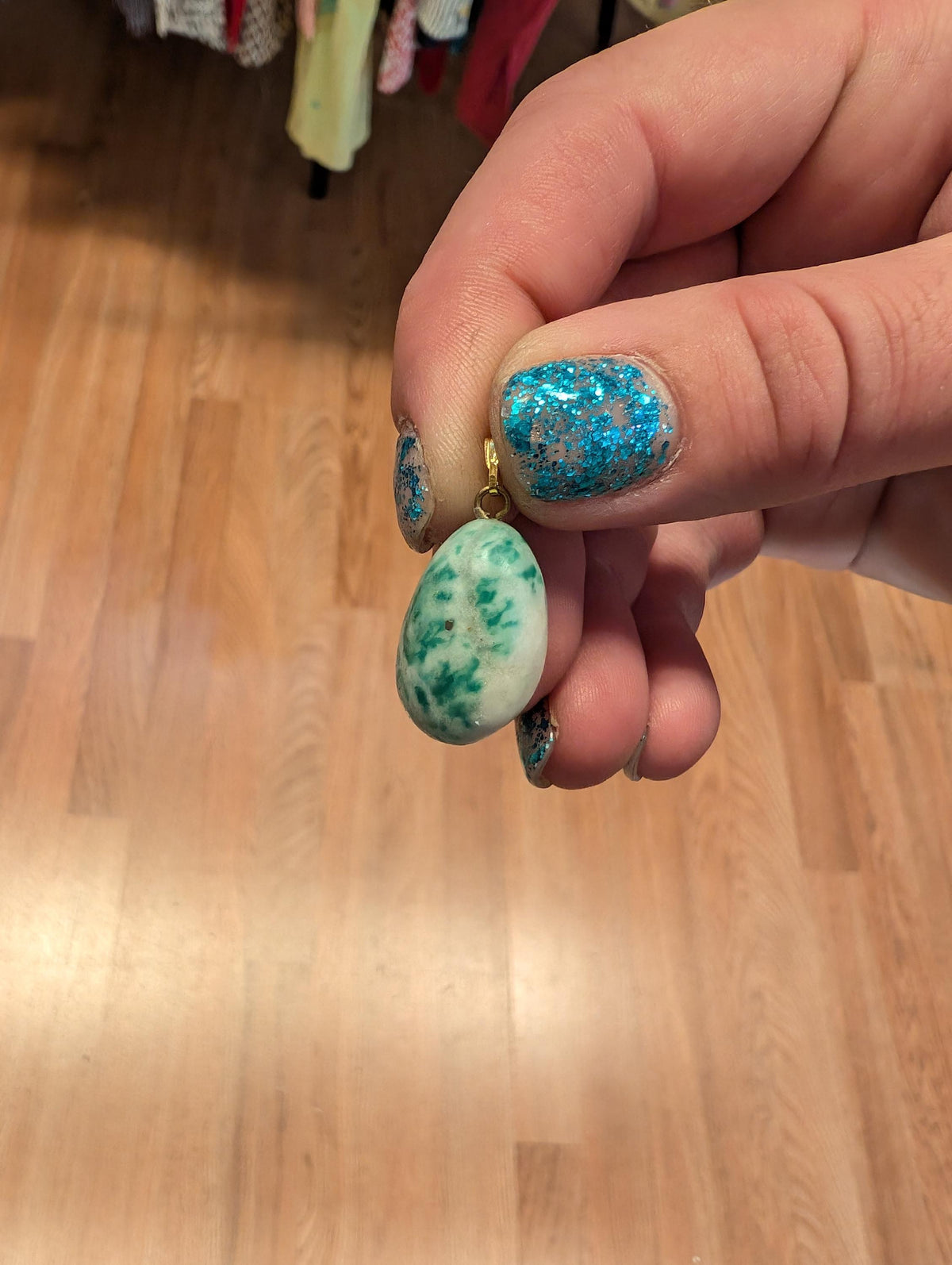 Green Dot Spotted Jade Tumbled Natural stone Pendant - House of Dow