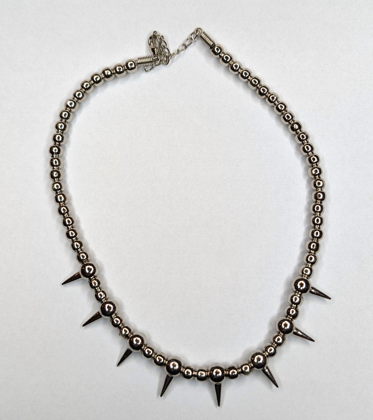 90s y2k Silver Spike Ball Necklace Goth Punk - House of Dow