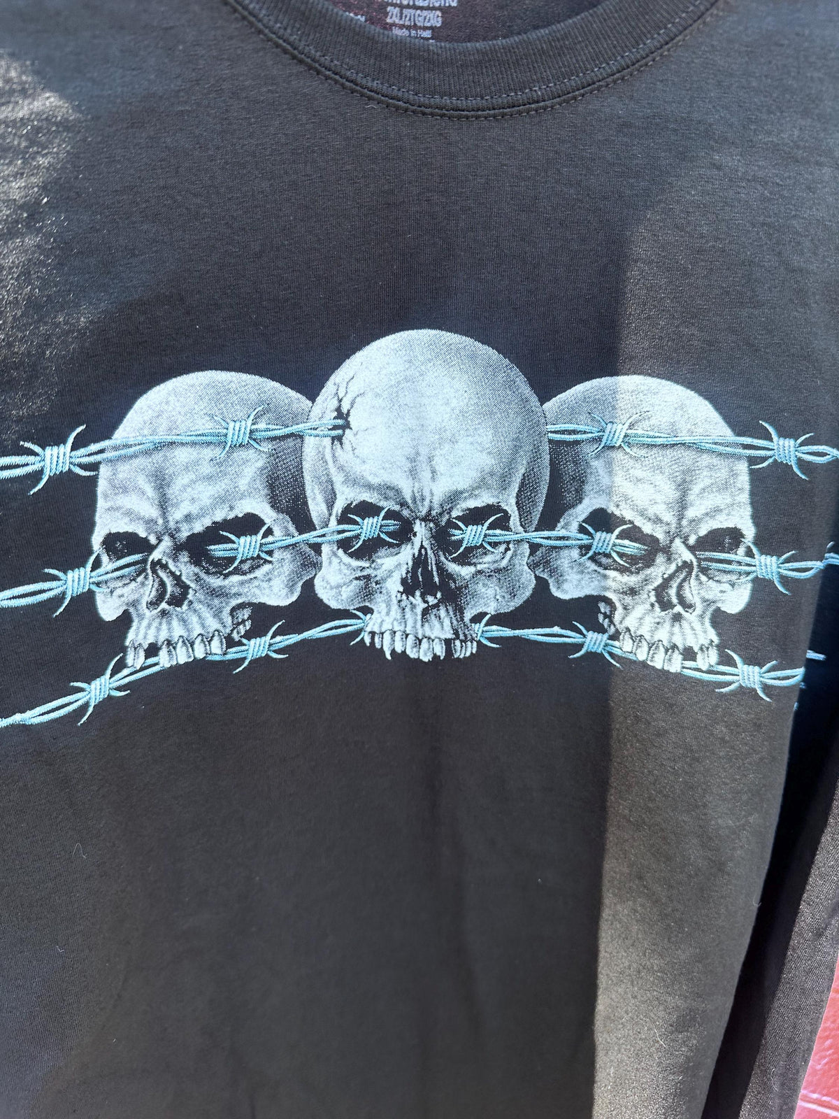 Y2K Deadstock Grunge Skull and Barbed Wire Shirt XXL - House of Dow