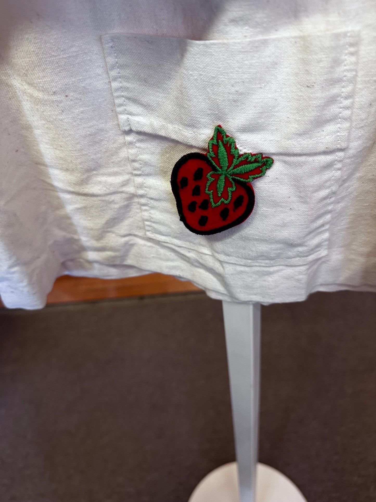 Vintage Childrens Cotton Dress with a strawberry patch as is