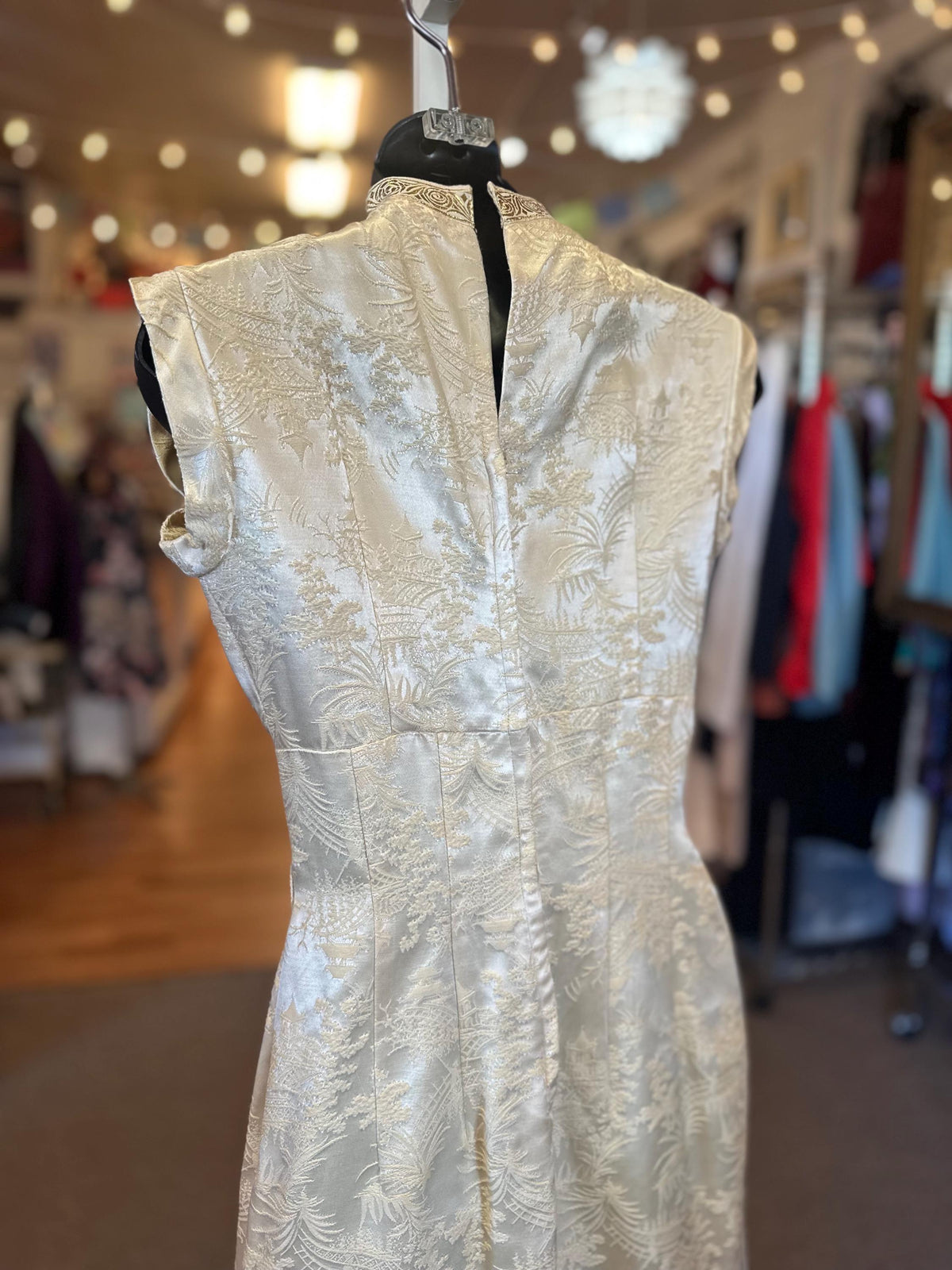 1960's White Embroidered Silk Cheongsam As Is - House of Dow