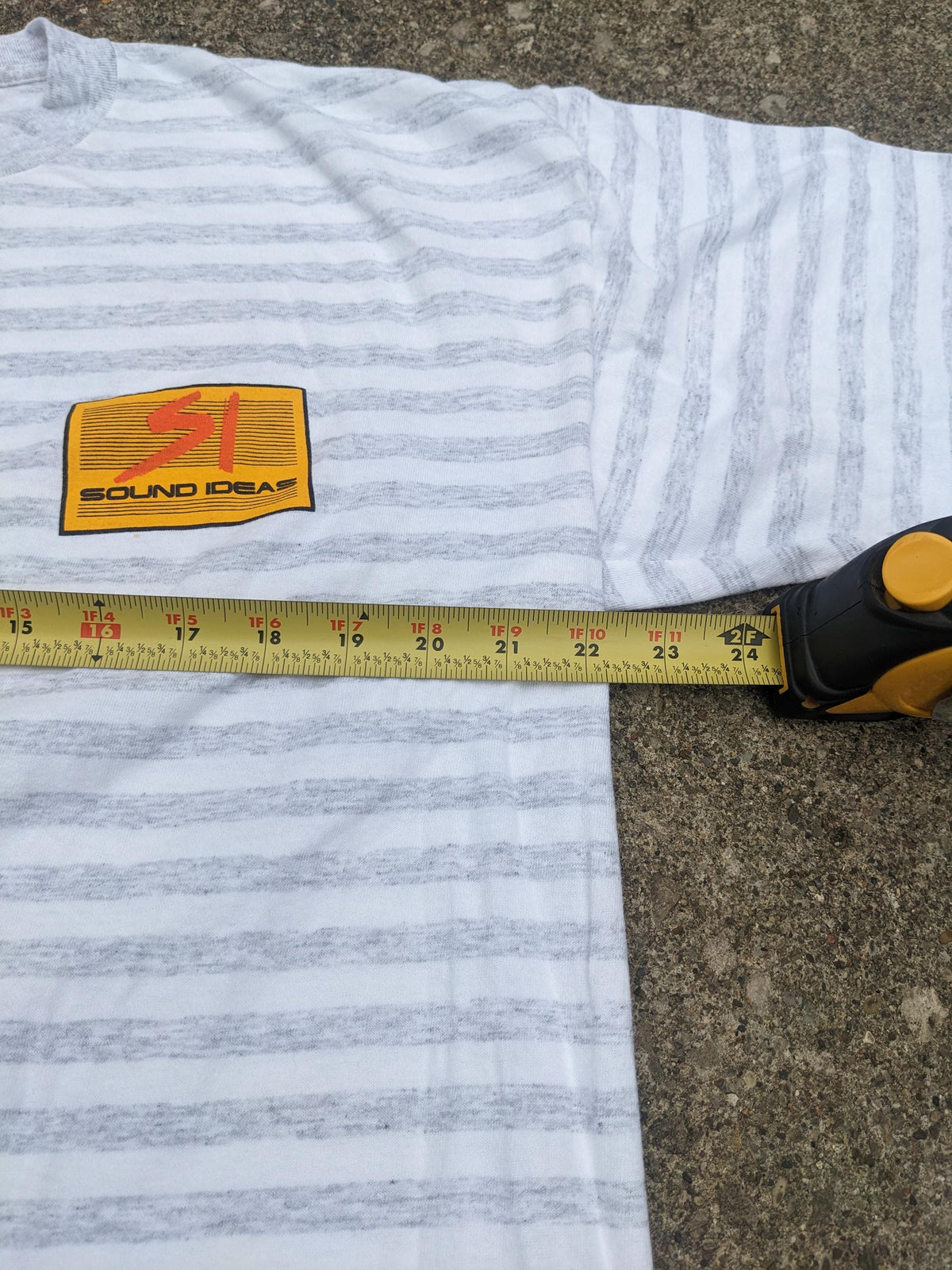 90s Deadstock Striped T-Shirt Zack Morris style Sound Ideas XL - House of Dow