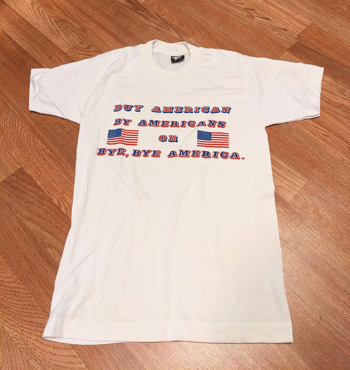 80’s Love Buy American By Americans or Bye Bye America Tshirt Screen Stars Vintage Tee As is XS to Small - House of Dow