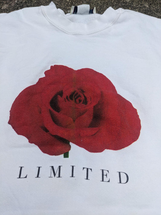 Deadstock 90s Y2k The Limited Rose white sweat shirt in Small to Medium fit As Is