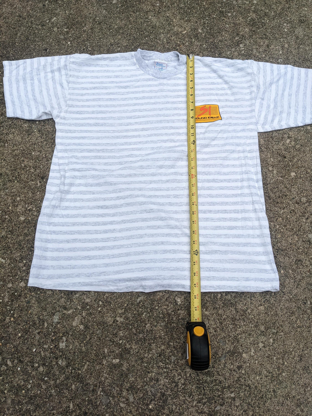 90s Deadstock Striped T-Shirt Zack Morris style Sound Ideas XL - House of Dow