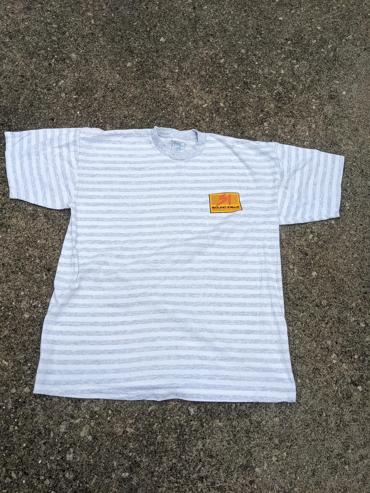 90s Deadstock Striped T-Shirt Zack Morris style Sound Ideas XL - House of Dow
