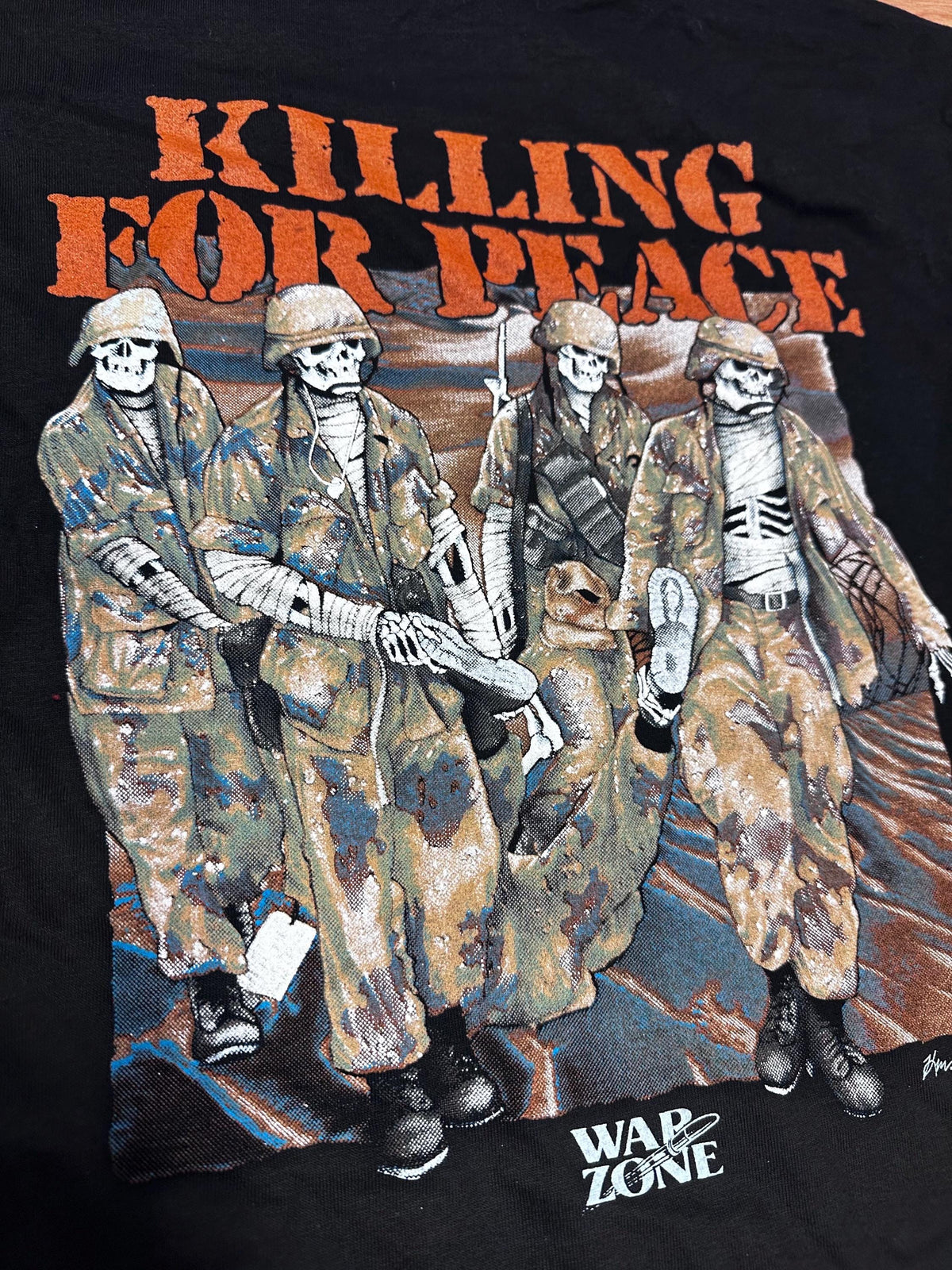 Deadstock 90s Anti-War Skeleton Killing for Peace Grunge Shirt Bootleg SALE Rare - House of Dow