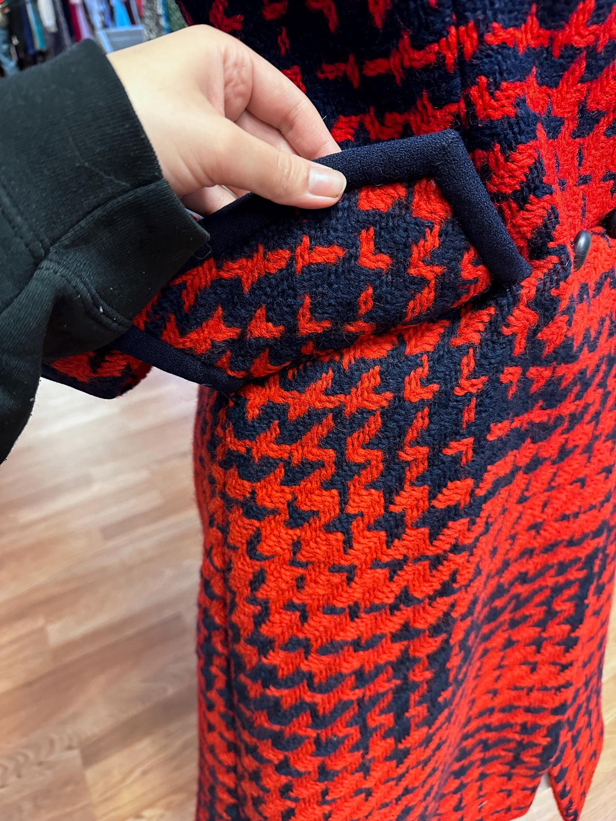 1960's Twee Cain Sloan Co Vintage Houndstooth Peacoat - House of Dow